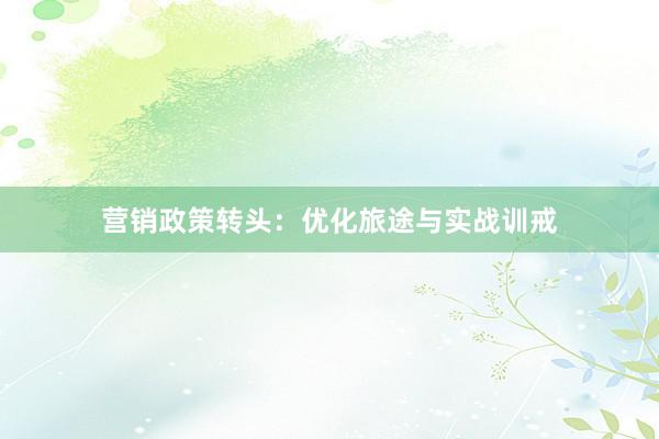 营销政策转头：优化旅途与实战训戒